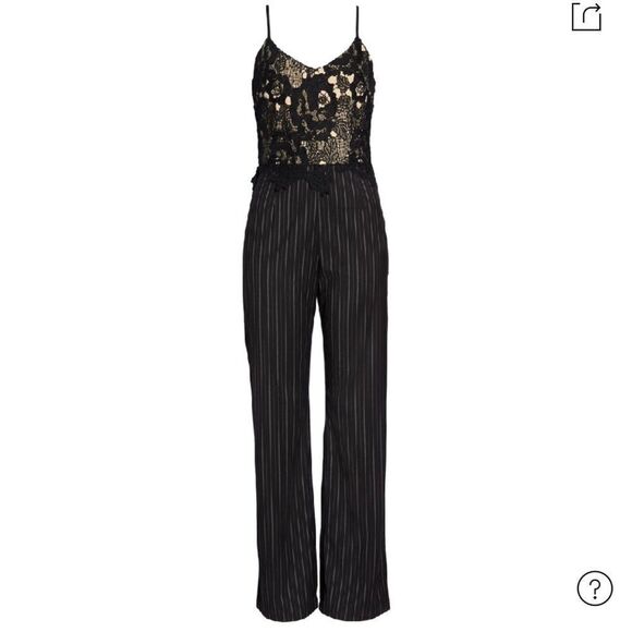LACE and Pinstripe Jumpsuit Size XS  Retail $158 - Picture 9 of 12
